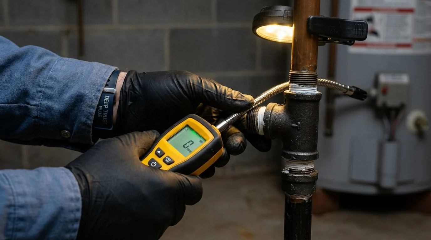 Gas leak detection with electronic sniffer by Johns Plumbing LLC in Central