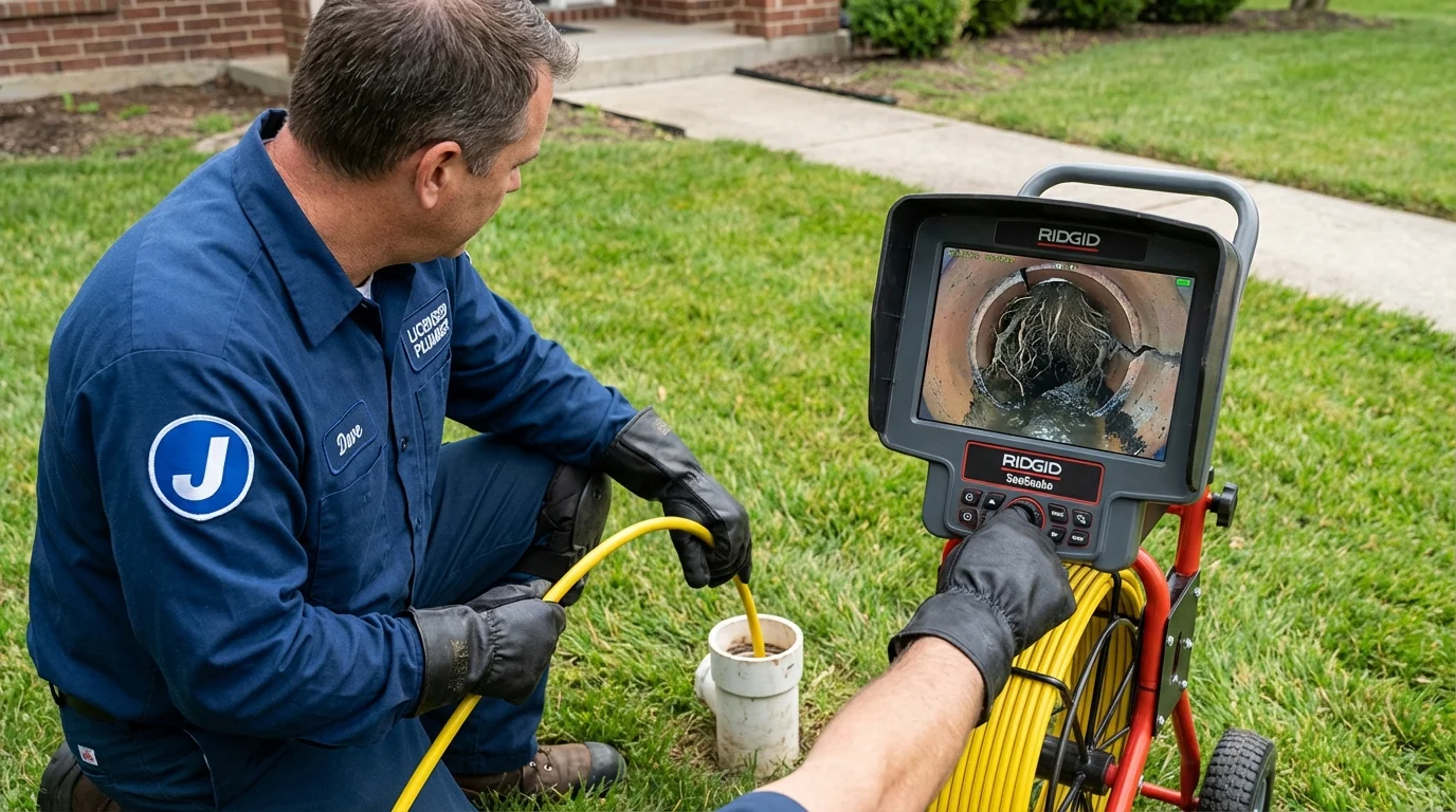 Sewer camera inspection being performed by Johns Plumbing LLC in Central