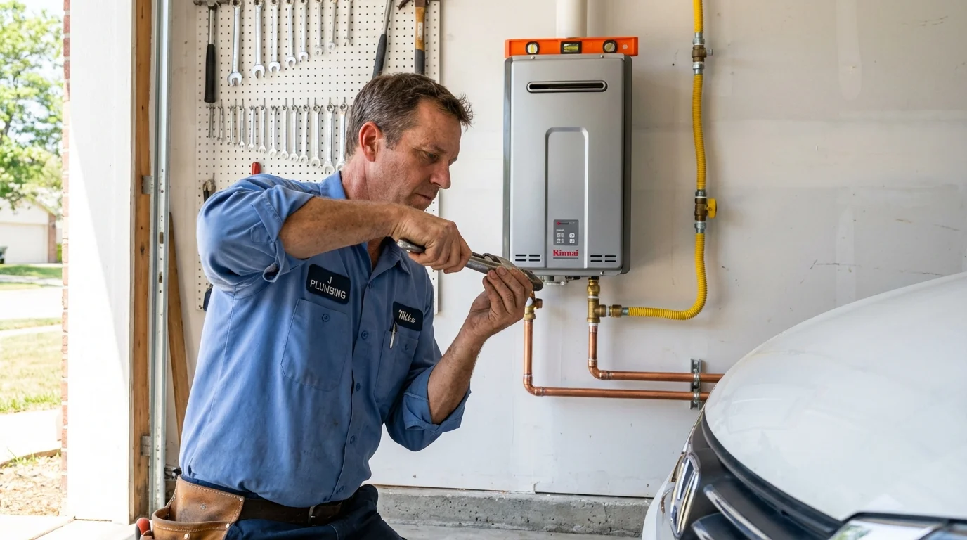 Tankless water heater installation by a Johns Plumbing LLC plumber in Central